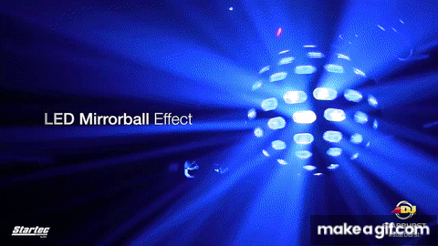 Gifje met draaiende gekleurde discobal