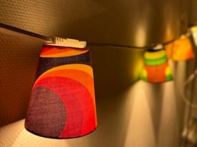 sixties/seventies lampenkapjes voor lichtkabel